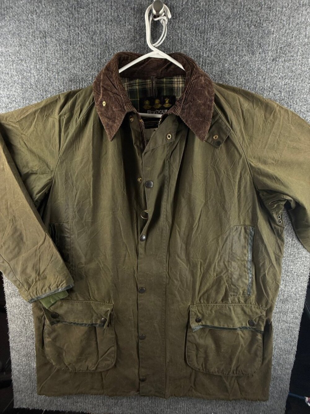 VTG Barbour MARK PHILLIPS Waxed Jacket Canvas Green England XL All Cotton Wax